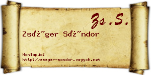 Zséger Sándor névjegykártya